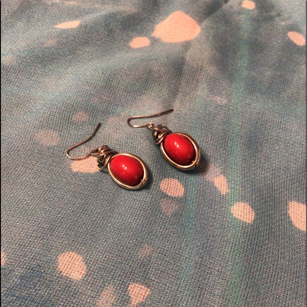 Burnt Orange Earrings and Stainless Steel